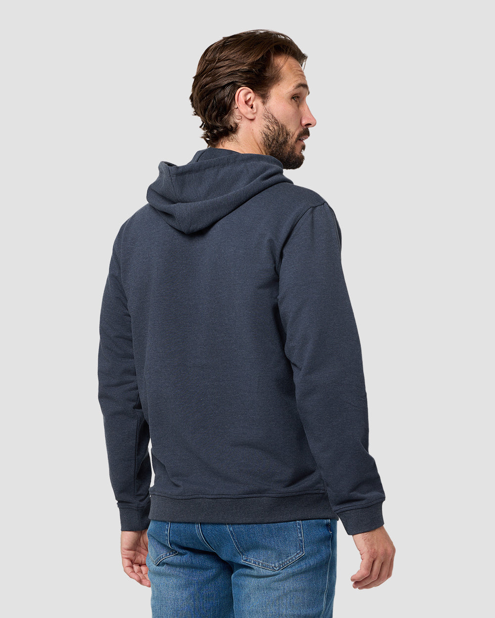 Pullover Hoodie (Classic Pocket) - Non-Branded-Navy-Regular-Back--Model---L