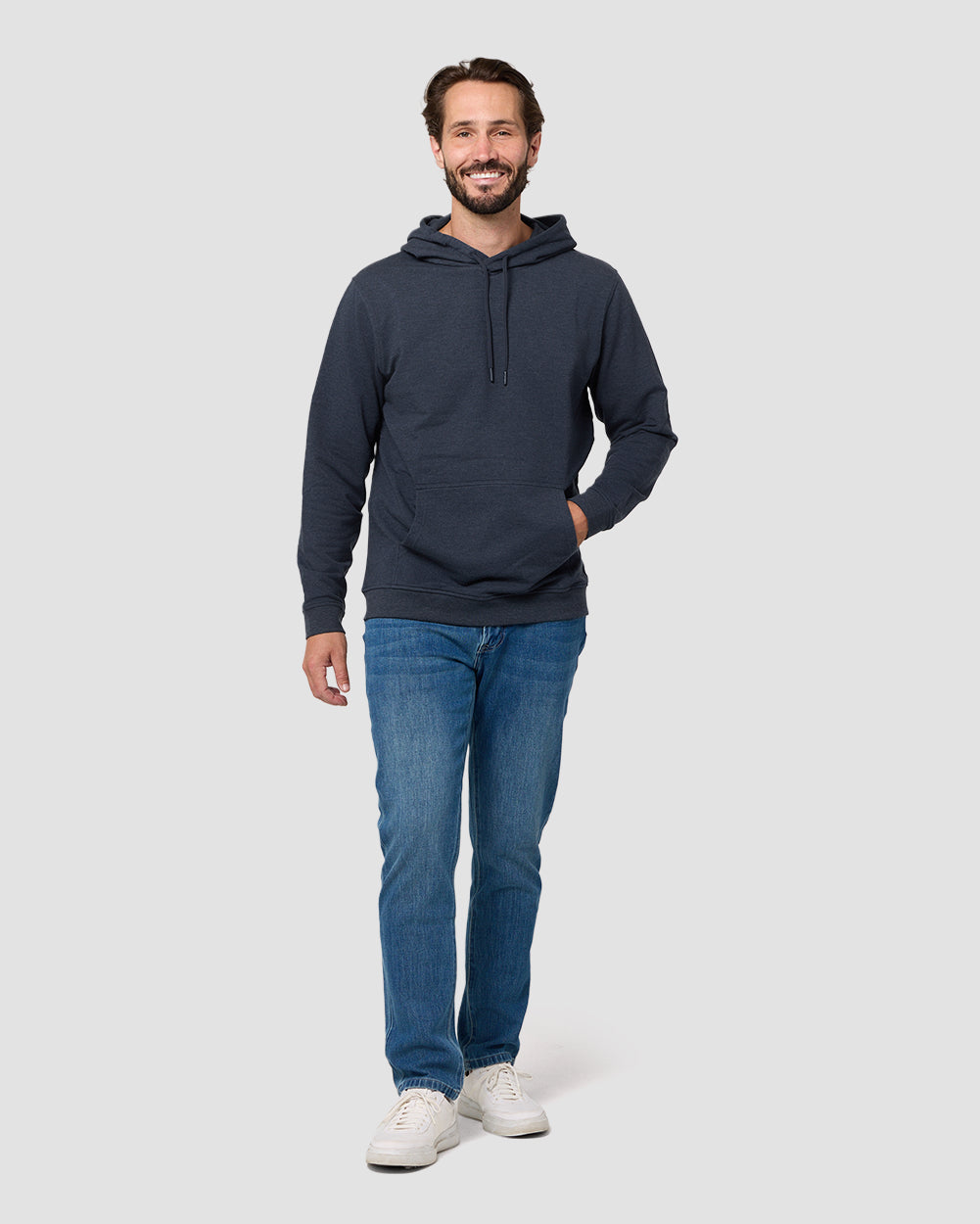 Pullover Hoodie (Classic Pocket) - Non-Branded-Navy-Regular-Full--Model---L