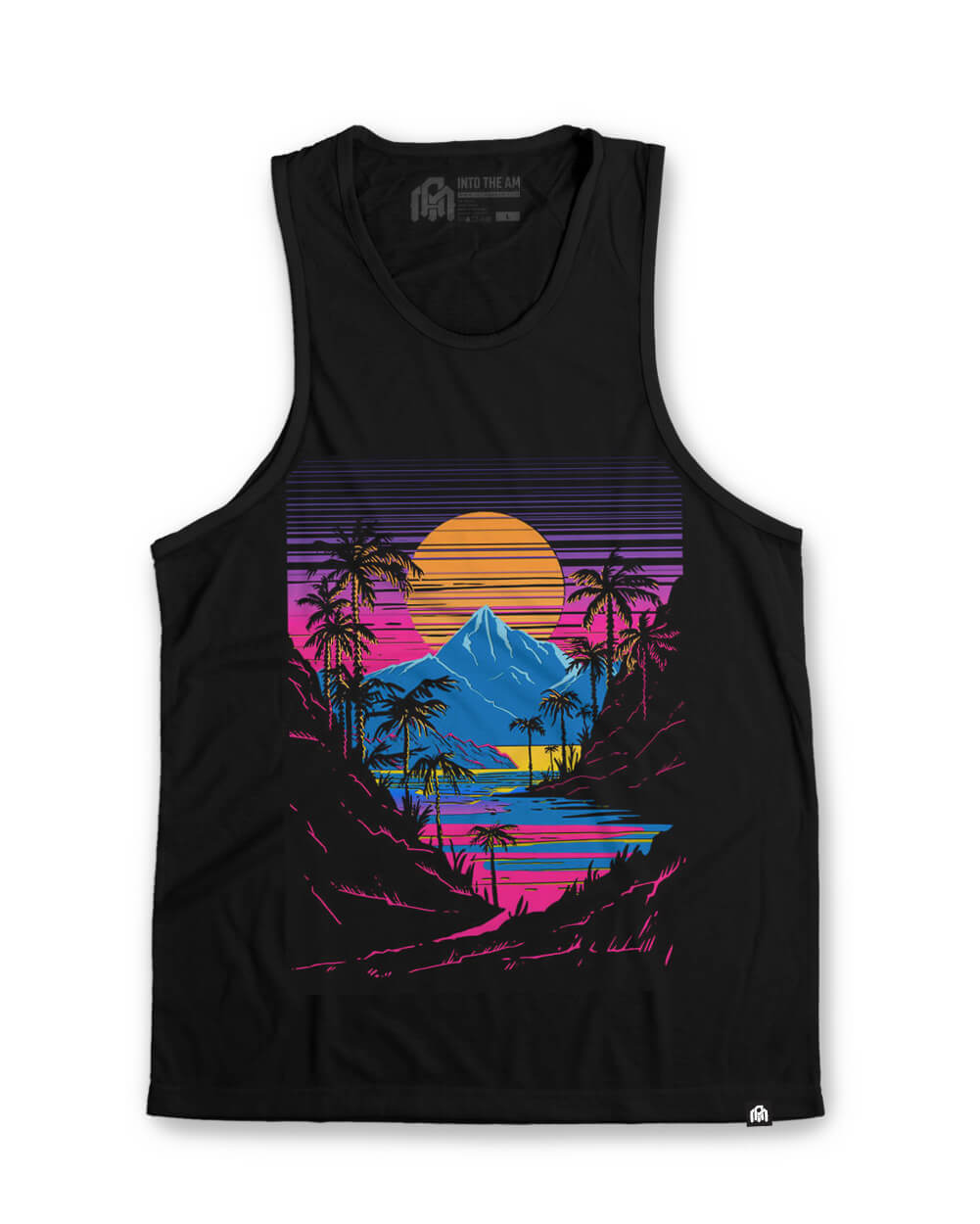Sherbet Shores Tank-Black-Regular-Mock--Model---M