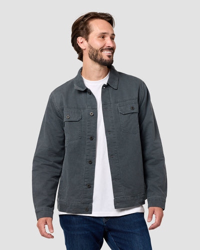 Tradesman Trucker Jacket - Non-Branded-Charcoal-Regular-Front--Model---L