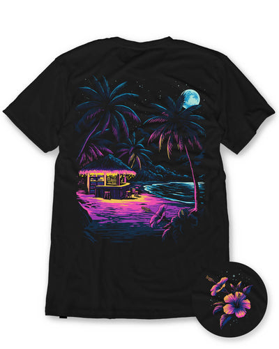 Tropic Night Tee-Black-Regular-Mock--Model---L