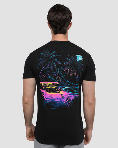 Tropic Night Tee-Black-Regular-Back--Model---L