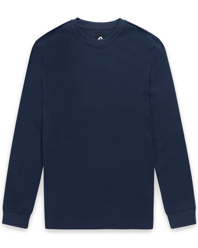 Long Sleeve Waffle Knit Crew - Non-Branded-Navy-Reg-Regular-Mock--Model---L