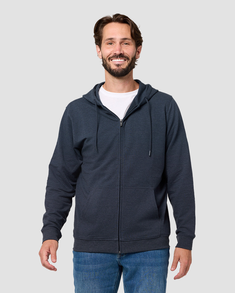 Zip-Up Hoodie - Non-Branded-Navy-Regular-Front--Model---L
