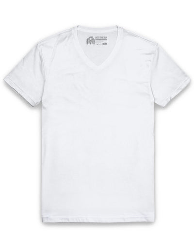 V-Neck Tee - Non-Branded-White-Tall-Regular-Mock--Model---L