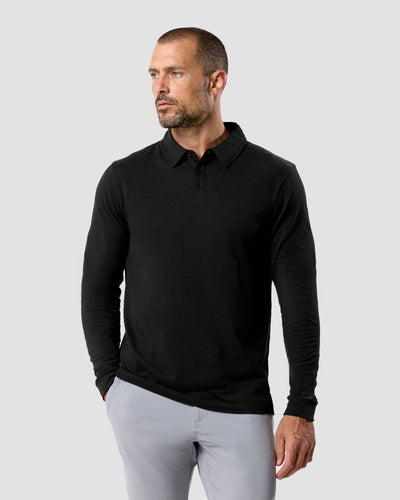 Long Sleeve Polo - Non-Branded-Black-Reg-Regular-Front--Model---L