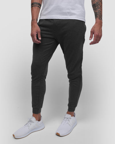 Fleece Joggers - Non-Branded-Charcoal-Regular-Front--Model---L