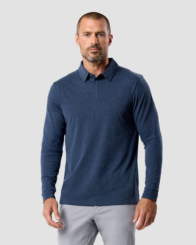Long Sleeve Polo - Non-Branded-Navy-Reg-Regular-Front--Model---L