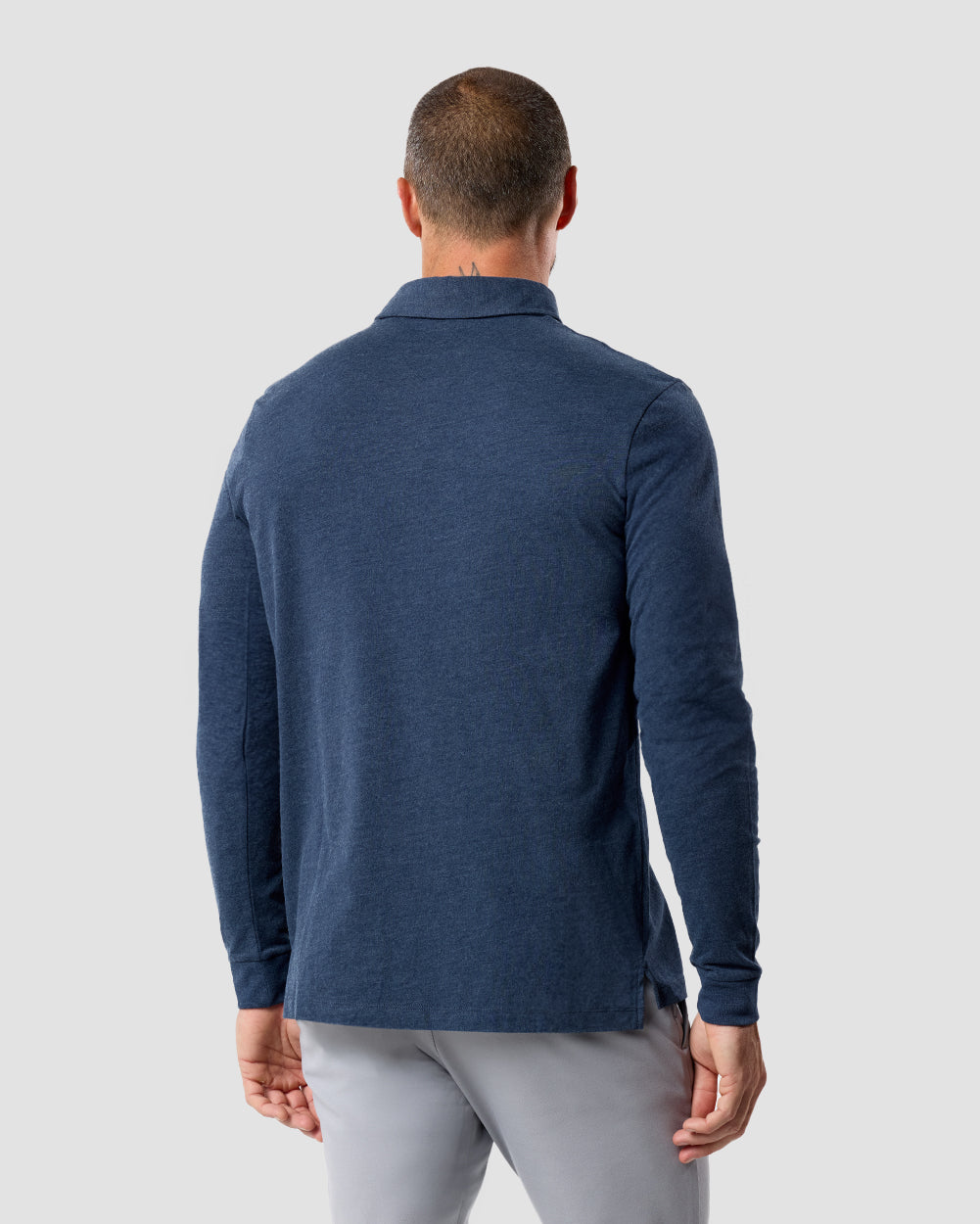 Long Sleeve Polo - Non-Branded-Navy-Reg-Regular-Back--Model---L