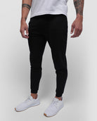 Fleece Joggers - Non-Branded-Black-Regular-Front--Model---L