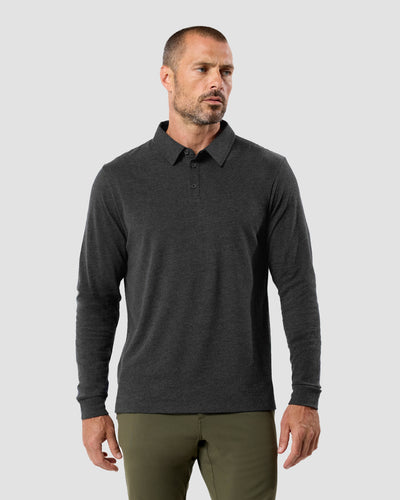Long Sleeve Polo - Non-Branded-Charcoal-Tall-Regular-Front--Model---L