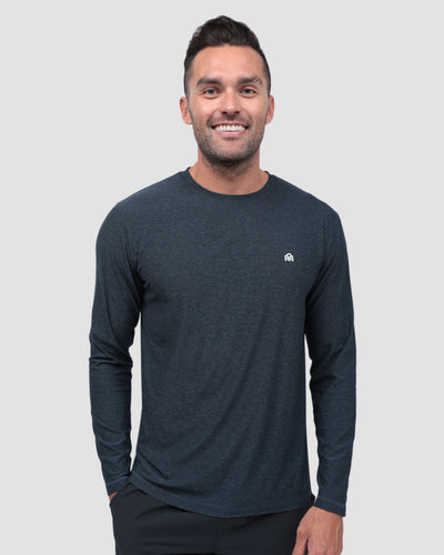 Long Sleeve Active Tee - Branded-Navy-Regular-Front--Model---L