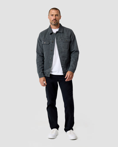 Tradesman Trucker Jacket - Non-Branded-Charcoal-Regular-Full--Model---L
