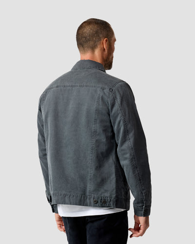 Tradesman Trucker Jacket - Non-Branded-Charcoal-Regular-Back--Model---L