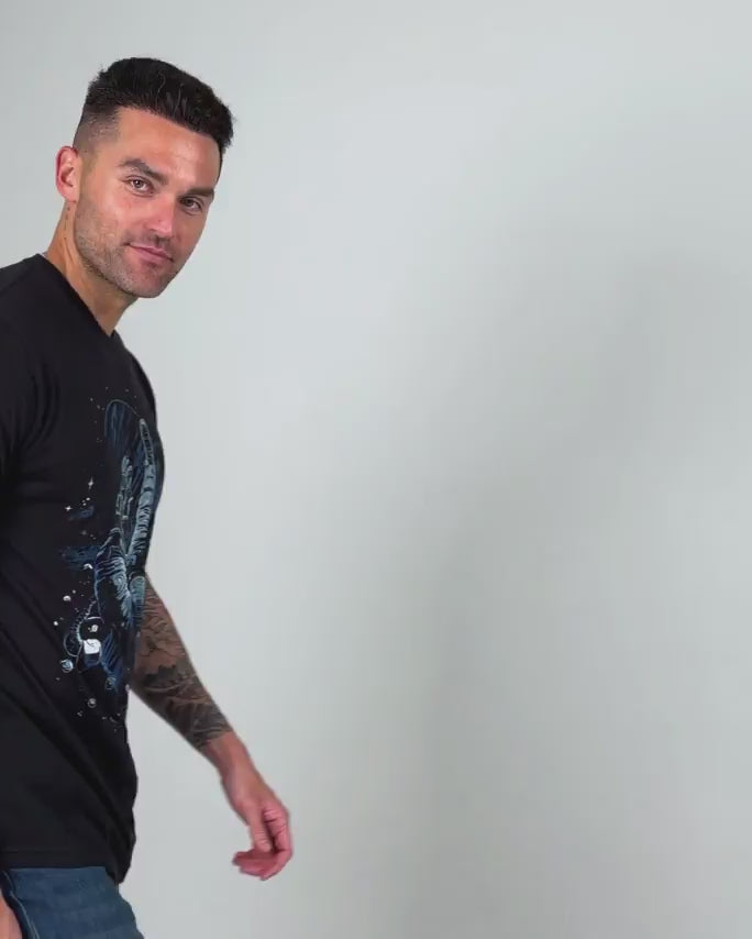 Cosmic Descent Tee-Black-Regular-Video--Model---L