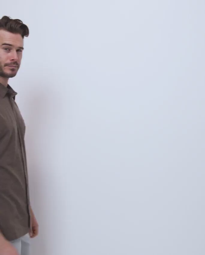 Button Up - Non-Branded-Brown-Regular-Video--Model---L