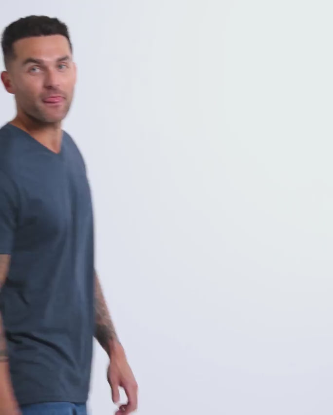 V-Neck Tee - Non-Branded-Navy-Reg-Regular-Video--Model---L
