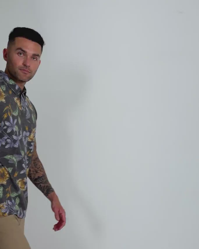 Pursuit Performance Polo-Costal Flowers-Reg-Regular-Video--Model---L