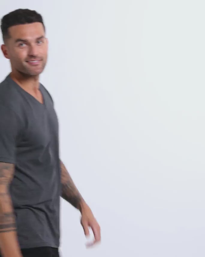 V-Neck Tee - Non-Branded-Charcoal-Reg-Regular-Video--Model---L
