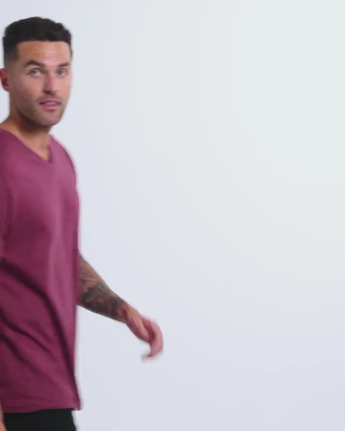 V-Neck Tee - Non-Branded-Maroon-Reg-Regular-Video--Model---L