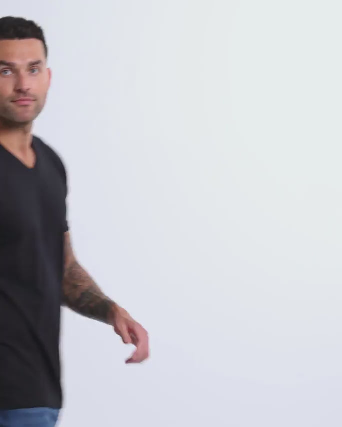 V-Neck Tee - Non-Branded-Black-Reg-Regular-Video--Model---L