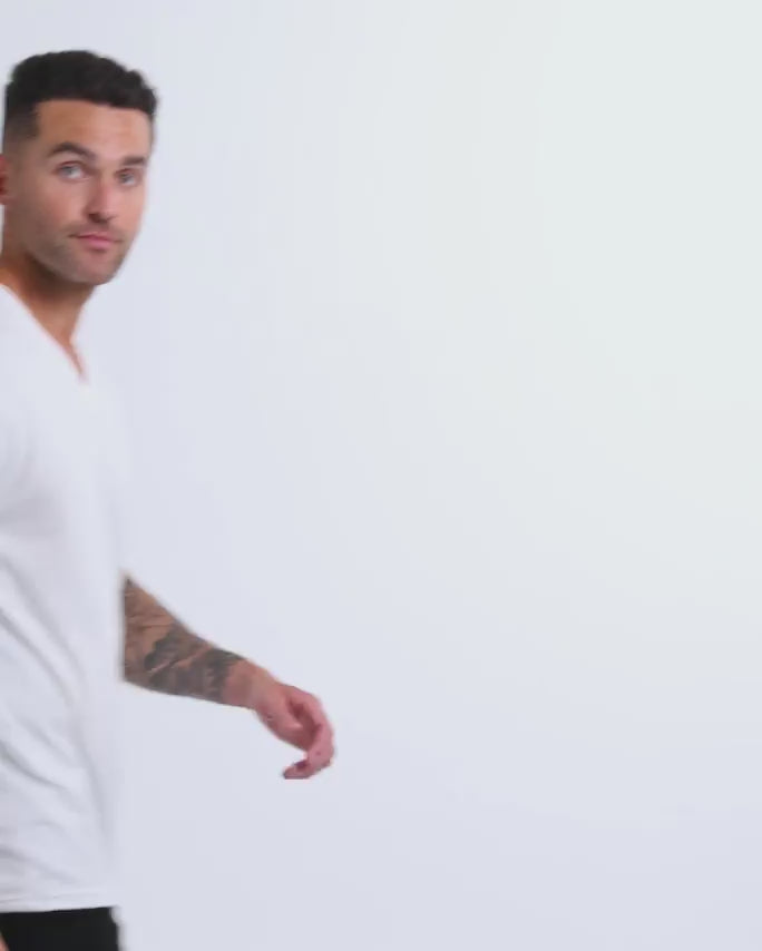 V-Neck Tee - Non-Branded-White-Reg-Regular-Video--Model---L