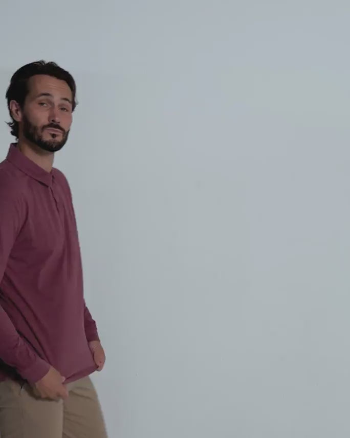 Long Sleeve Polo - Non-Branded-Maroon-Reg-Regular-Video--Model---L