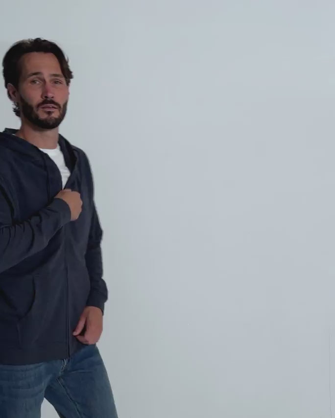 Zip-Up Hoodie - Non-Branded-Navy-Regular-Video--Model---L