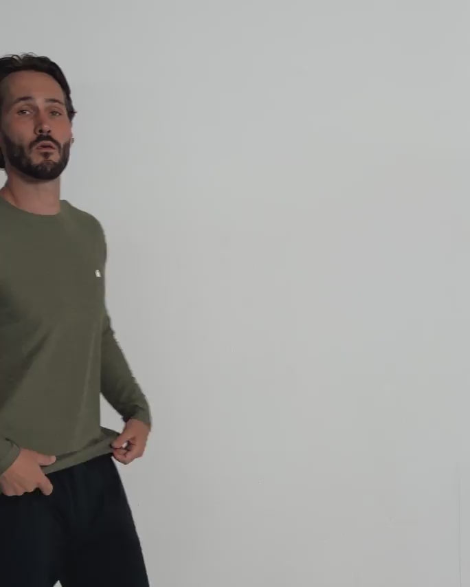 Long Sleeve Active Tee - Branded-Olive Green-Regular-Video--Model---L
