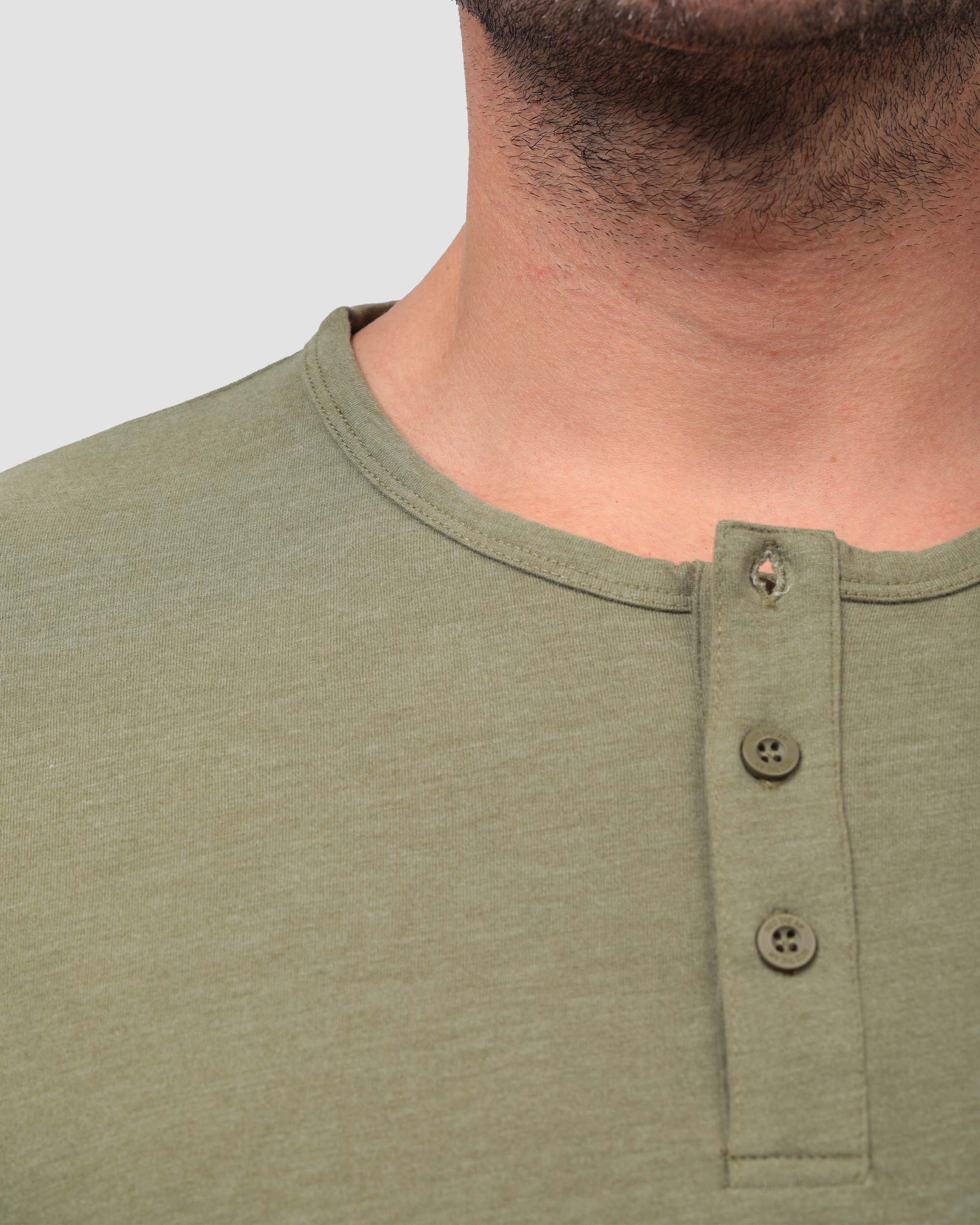 Henley Tee - Branded-Olive Green-Regular-Detail--Model---Size