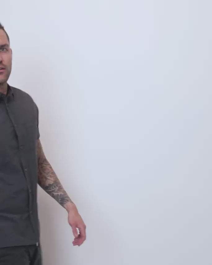 Button Up - Non-Branded-Black Heather-Regular-Video--Model---L